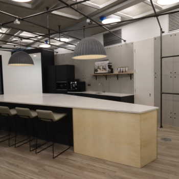 London - Graphite & Ply Breakout Area - Options Kitchens Case Study