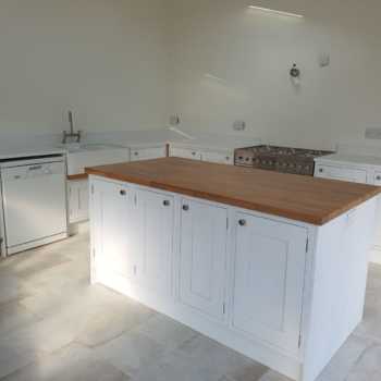 White Framed Kitchen Quartz Wood Tops 11