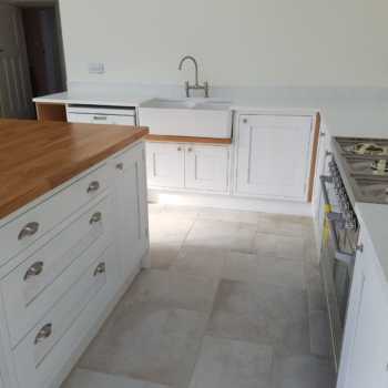 White Framed Kitchen Quartz Wood Tops 12